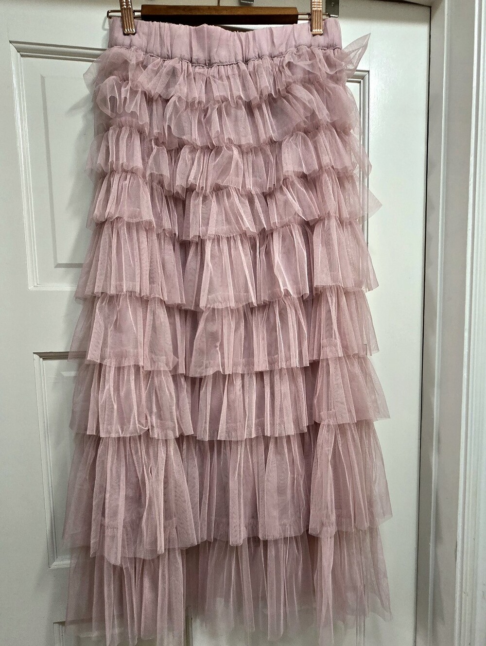 Tulle Tutu Chiffon Pink Maxi Tiered Skirt New!